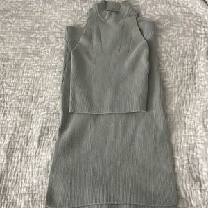 A&F Light Grey Knit Top and Skirt Set Size S